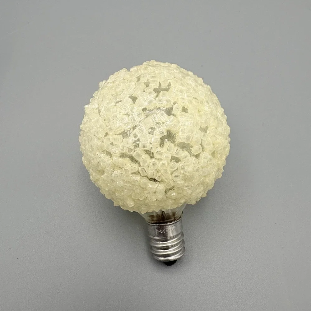 Lot Of 5 Vintage GE Lighted Ice‎ Bulbs Red/White Christmas Light Frosted Sugared